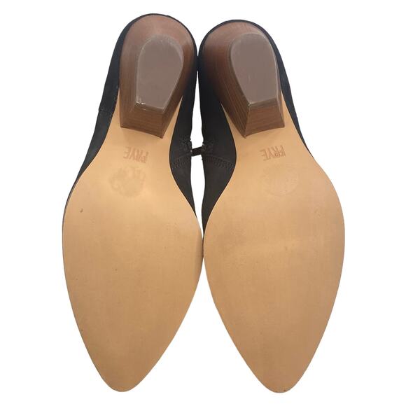 Frye Women’s Reina Black Leather Block Heel Ankle Boot Size US 8.5 - Picture 9 of 11